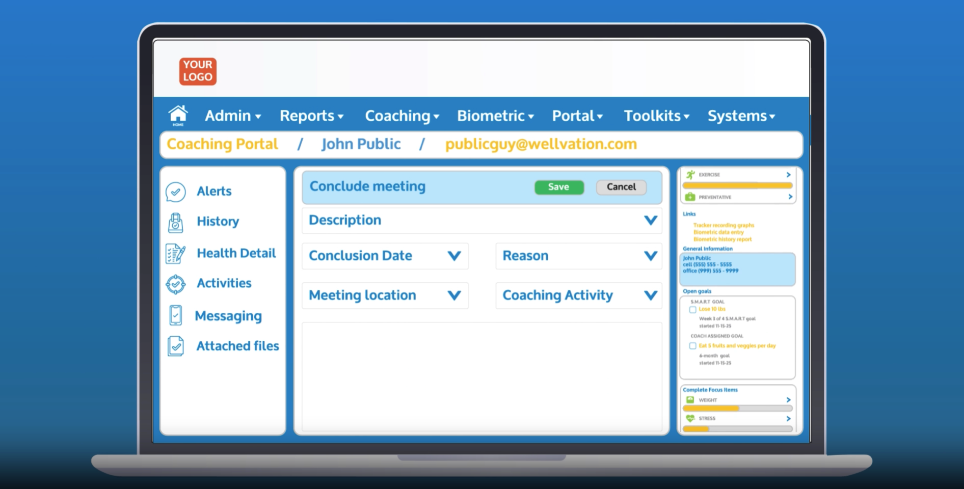 coaching portal mockup
